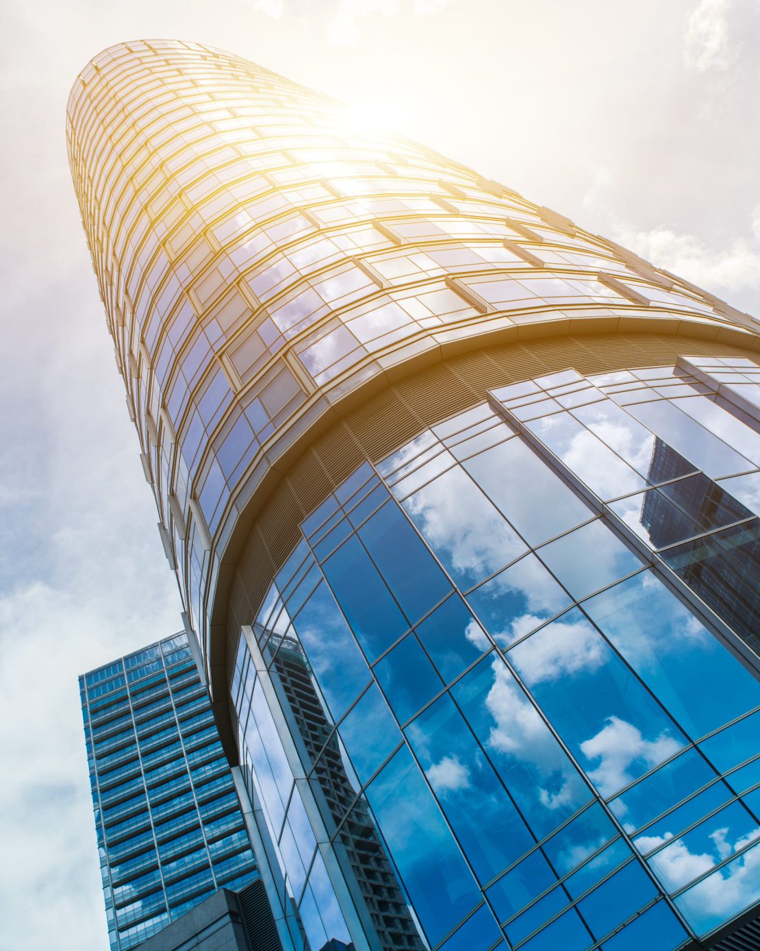 Low angle view of Modern Office Buildings in Shanghai,China.